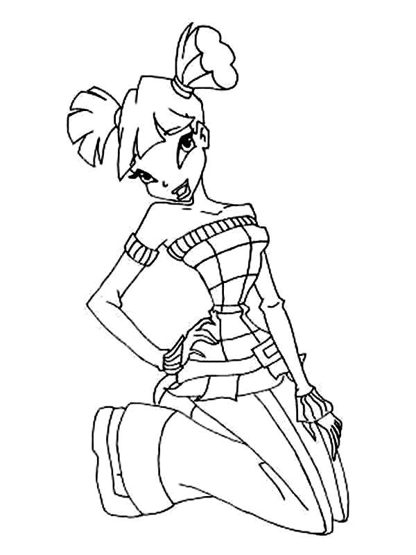 coloriage winx a genoux